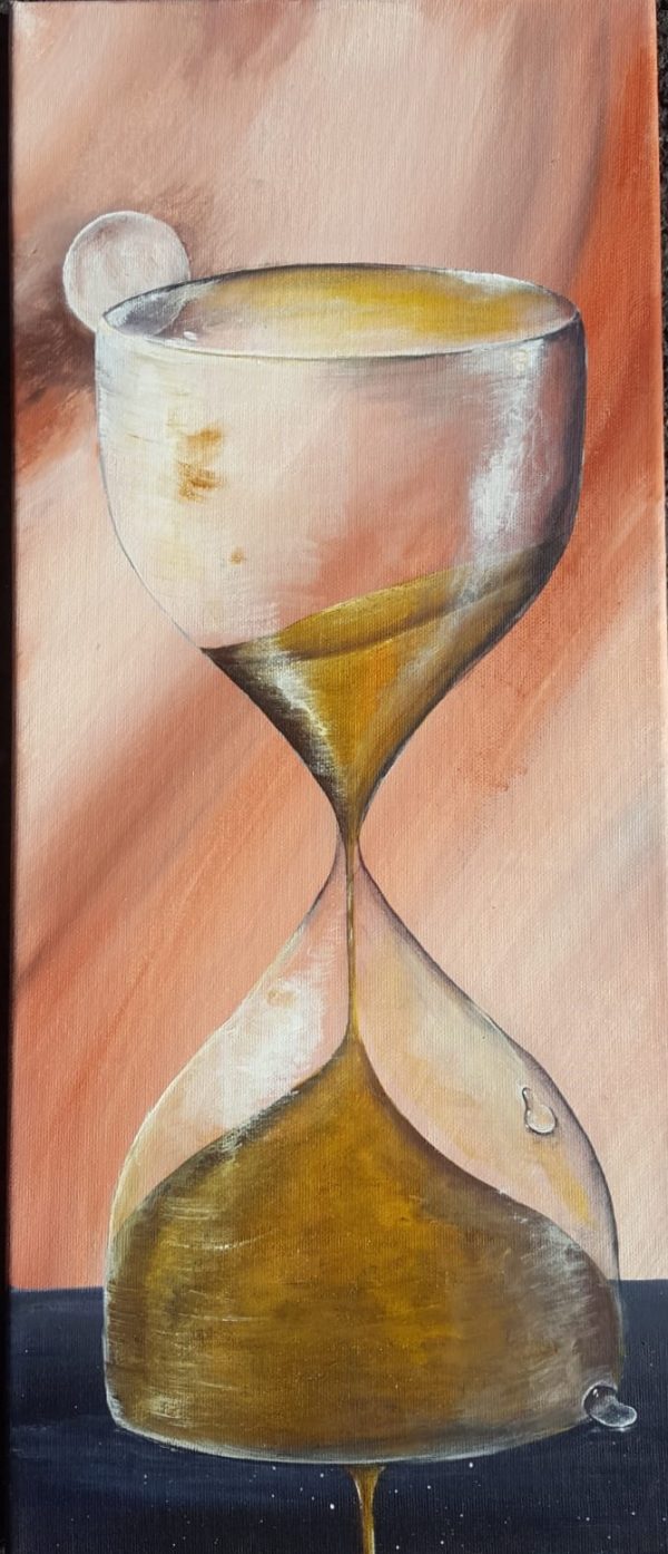 Sanduhr, 2022, Acrylmalerei auf Leinwand, 25x58x1.5